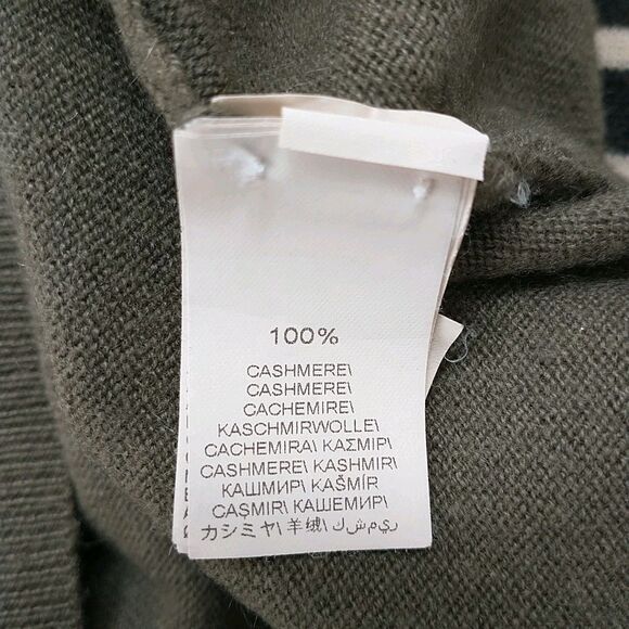 Brunello Cucinelli Sweater Womens S Green Gray Striped Cashmere Beaded Italy - Picture 9 of 11